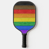 SlipperyJoe's Inclusieve gay pride vlag getexturee Pickleball Paddle (Achterkant)