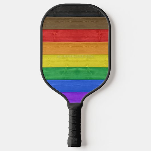 SlipperyJoe's Inclusieve gay pride vlag getexturee Pickleball Paddle (Achterkant)