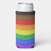 SlipperyJoe's Inclusieve gay pride vlag getexturee Seltzer Blikjeskoeler (Seltzer Achterkant)