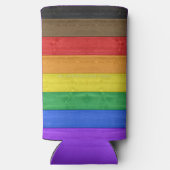 SlipperyJoe's Inclusieve gay pride vlag getexturee Seltzer Blikjeskoeler (Achterkant)