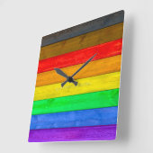SlipperyJoe's Inclusieve gay pride vlag getexturee Vierkante Klok (Hoek)