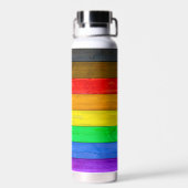 SlipperyJoe's Inclusieve gay pride vlag getexturee Waterfles (Achterkant)