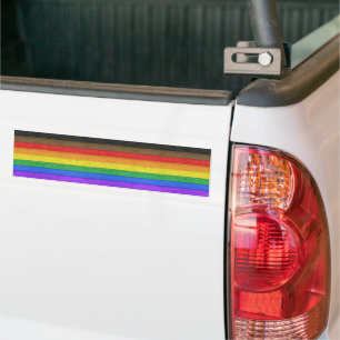 SlipperyJoe's inclusieve gay pride vlag houten bla Bumpersticker