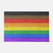 SlipperyJoe's inclusieve gay pride vlag houten bla Deurmat (Voorkant)