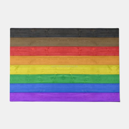 SlipperyJoe's inclusieve gay pride vlag houten bla Deurmat (Voorkant)