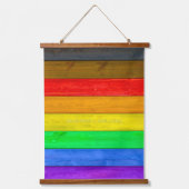 SlipperyJoe's inclusieve gay pride vlag houten bla Hangend Wandkleed (Voorkant)