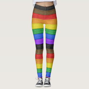 SlipperyJoe's inclusieve gay pride vlag houten bla Leggings