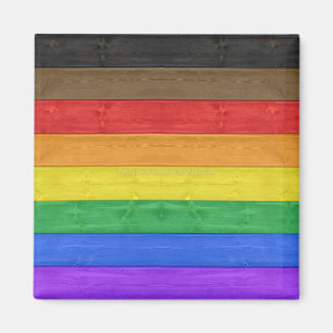 SlipperyJoe's inclusieve gay pride vlag houten bla Magneet