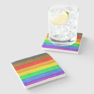 SlipperyJoe's inclusieve regenboogvlag textuur ru Stenen Onderzetter