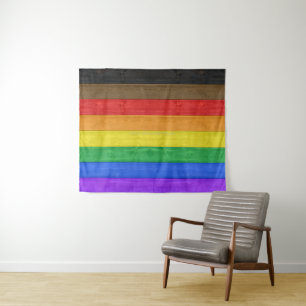 SlipperyJoe's inclusieve regenboogvlag textuur ru Wandkleed