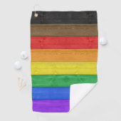 SlipperyJoe's Inclusive gay pride vlag gestructure Golfhanddoek (Insitu)