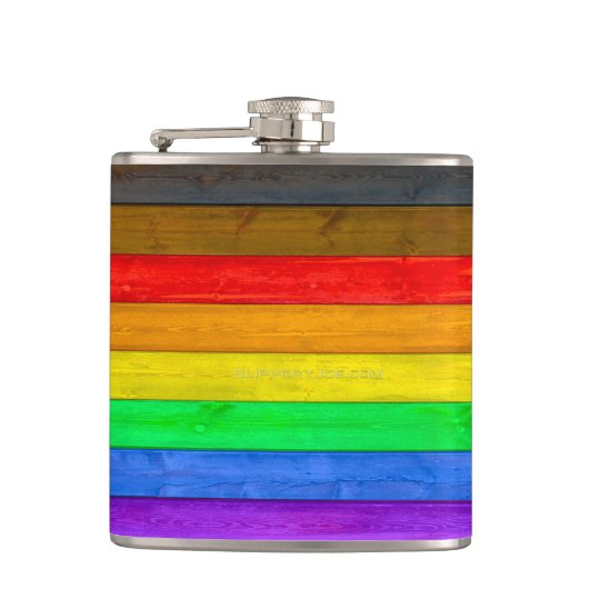 SlipperyJoe's Inclusive gay pride vlag gestructure Heupfles (Voorkant)