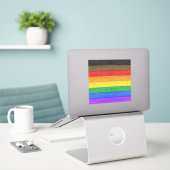 SlipperyJoe's Inclusive gay pride vlag gestructure Sticker (Laptop op bureau)