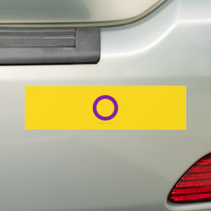 SlipperyJoe's Intersekse trotsvlag gele achtergron Bumpersticker