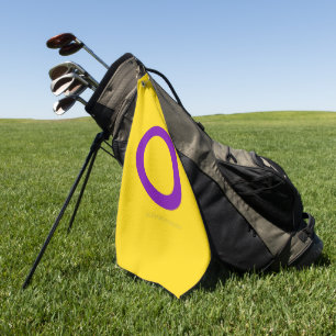 SlipperyJoe's Intersekse trotsvlag gele achtergron Golfhanddoek