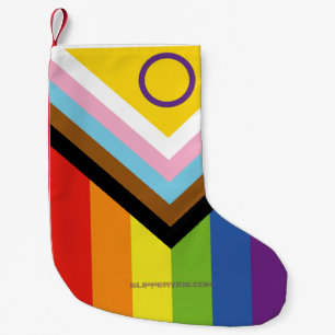 SlipperyJoe's Intersekse trotsvlag gele achtergron Kleine Kerstsok