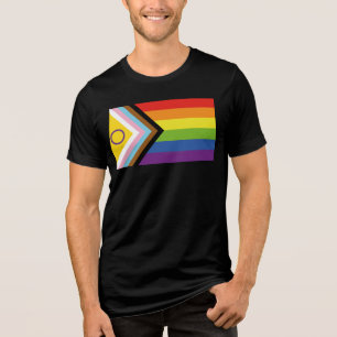 SlipperyJoe's Intersekse trotsvlag gele achtergron Tri-Blend Shirt