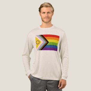 SlipperyJoe's Intersekse trotsvlag gele achtergron Tri-Blend Shirt