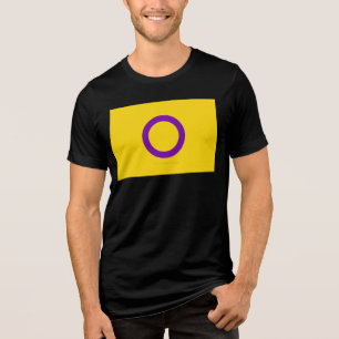 SlipperyJoe's Intersekse trotsvlag gele achtergron Tri-Blend Shirt