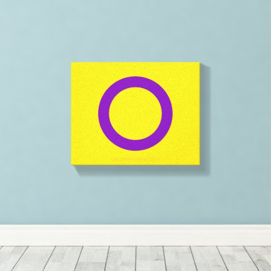 SlipperyJoe's Intersex trots vlag gele achtergrond Canvas Afdruk (Insitu (Houten vloer))