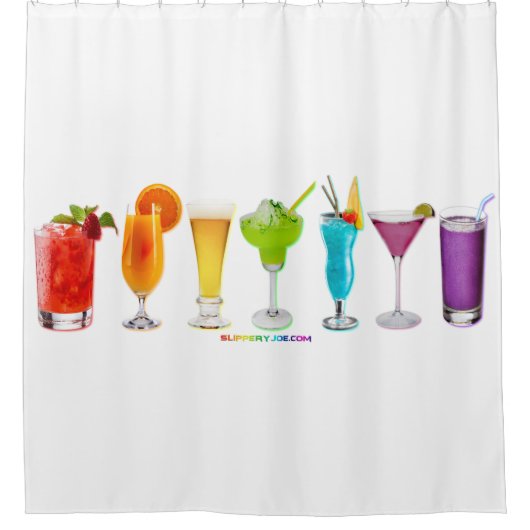 SlipperyJoe's juicht alcoholcocktails LGBTQIA gay Douchegordijn (Voorkant)