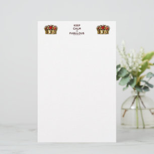 SlipperyJoe's keep calm fabulous gouden kroon rood Briefpapier