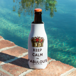SlipperyJoe's keep calm fabulous gouden kroon rood Flesjeskoeler