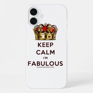 SlipperyJoe's keep calm fabulous gouden kroon rood iPhone 16 Plus Hoesje