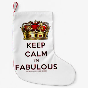 SlipperyJoe's keep calm fabulous gouden kroon rood Kleine Kerstsok