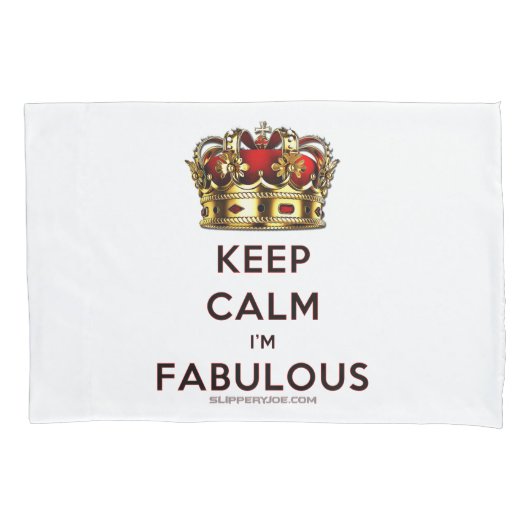 SlipperyJoe's keep calm fabulous gouden kroon rood Kussensloop (Voorkant)