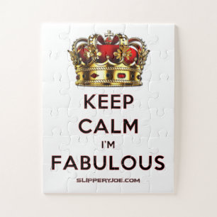 SlipperyJoe's keep calm fabulous gouden kroon rood Legpuzzel