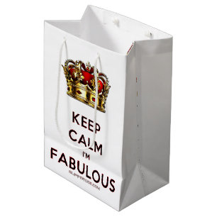SlipperyJoe's keep calm fabulous gouden kroon rood Medium Cadeauzakje