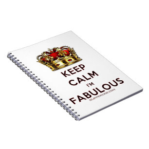 SlipperyJoe's keep calm fabulous gouden kroon rood Notitieboek