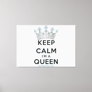 SlipperyJoe's keep calm koningin gepolijst zilvere Canvas Afdruk