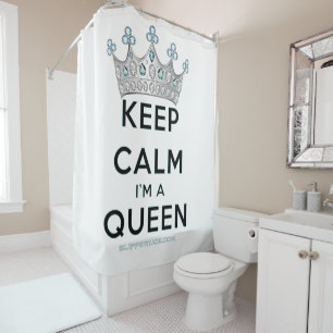 SlipperyJoe's keep calm koningin gepolijst zilvere Douchegordijn