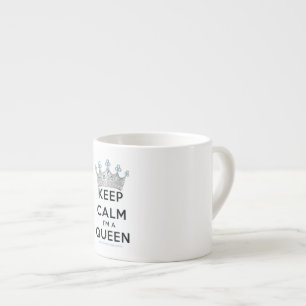 SlipperyJoe's keep calm koningin gepolijst zilvere Espresso Kop