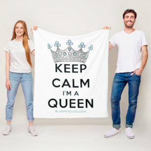 SlipperyJoe's keep calm koningin gepolijst zilvere Fleece Deken