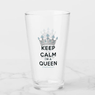 SlipperyJoe's keep calm koningin gepolijst zilvere Glas