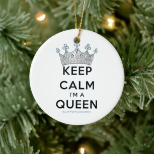 SlipperyJoe's keep calm koningin gepolijst zilvere Keramisch Ornament