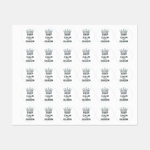 SlipperyJoe's keep calm koningin gepolijst zilvere Labels