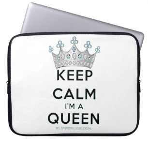 SlipperyJoe's keep calm koningin gepolijst zilvere Laptop Sleeve