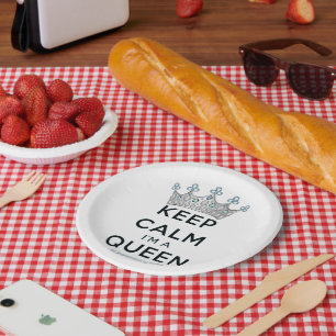 SlipperyJoe's keep calm koningin gepolijst zilvere Papieren Bordje