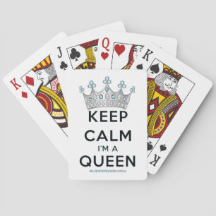 SlipperyJoe's keep calm koningin gepolijst zilvere Pokerkaarten