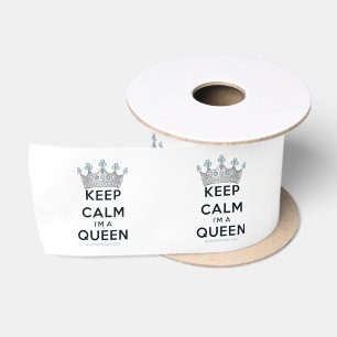 SlipperyJoe's keep calm koningin gepolijst zilvere Satijnen Lint