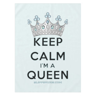 SlipperyJoe's keep calm koningin gepolijst zilvere Tafelkleed