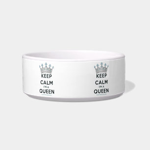 SlipperyJoe's keep calm koningin gepolijst zilvere Voerbakje