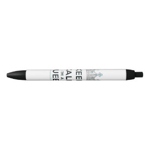 SlipperyJoe's keep calm koningin gepolijst zilvere Zwarte Inkt Pen