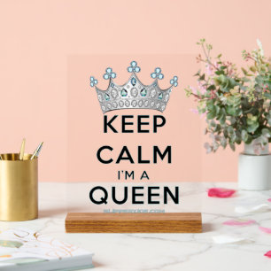 SlipperyJoe's keep calm queen gepolijst zilveren k Acryl Bord