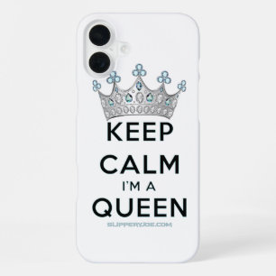 SlipperyJoe's keep calm queen gepolijst zilveren k iPhone 16 Plus Hoesje