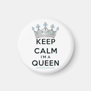 SlipperyJoe's keep calm queen gepolijst zilveren k Magneet